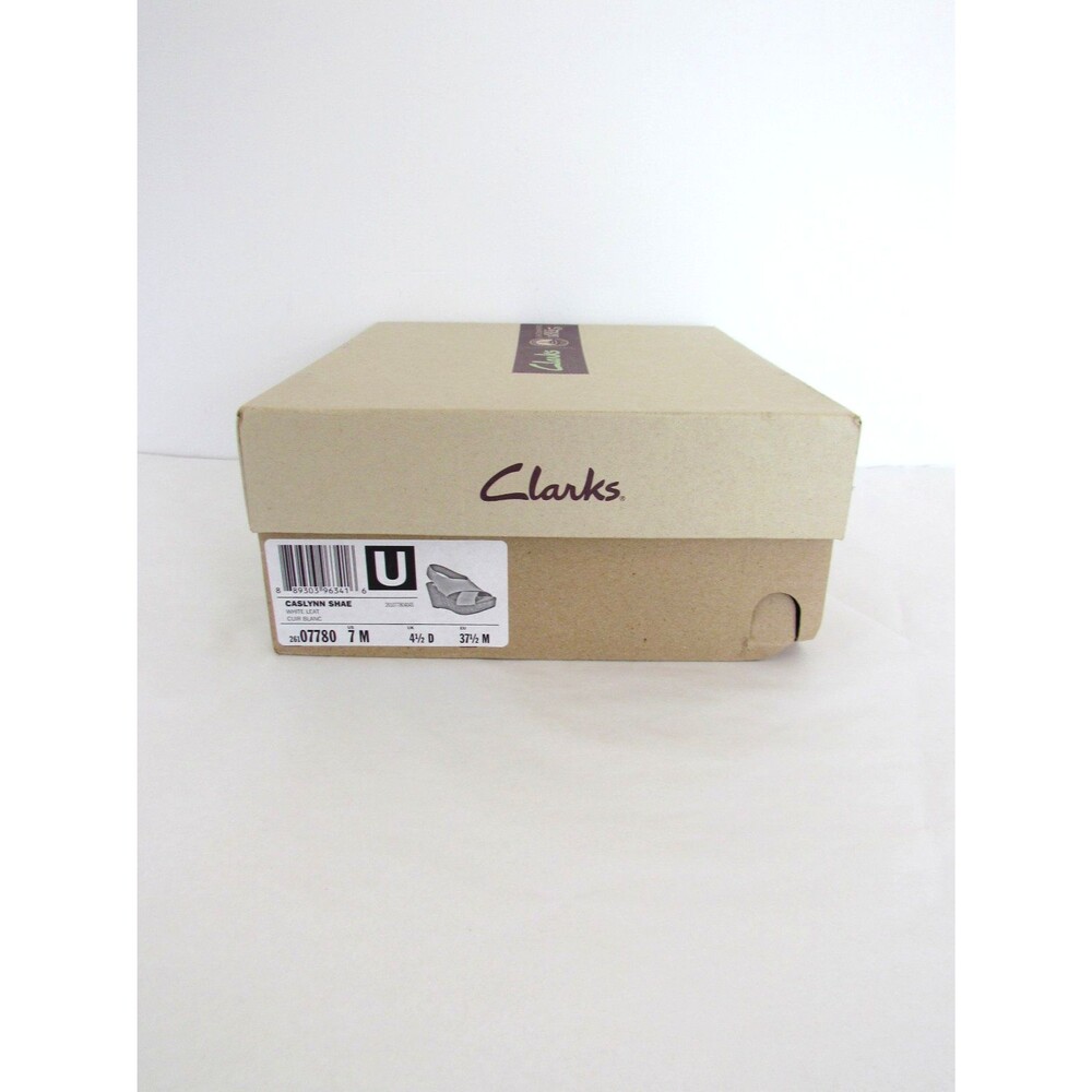 Clarks Artisan Caslynn Shae White Leather Cork Wedge Sandals 7 Med NIB RARE - Picture 6 of 16